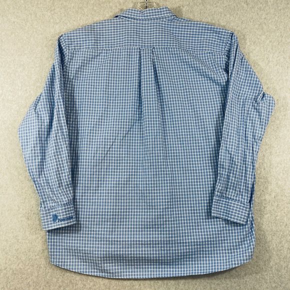 Fairway & Greene Mens Button Up Shirt XXL/TTG Blue Check Long Sleeve Embroidered - Picture 8 of 11